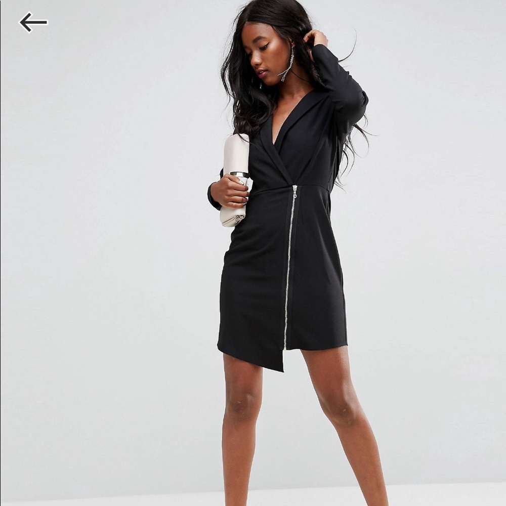 Midi tux dress with zip through skirt